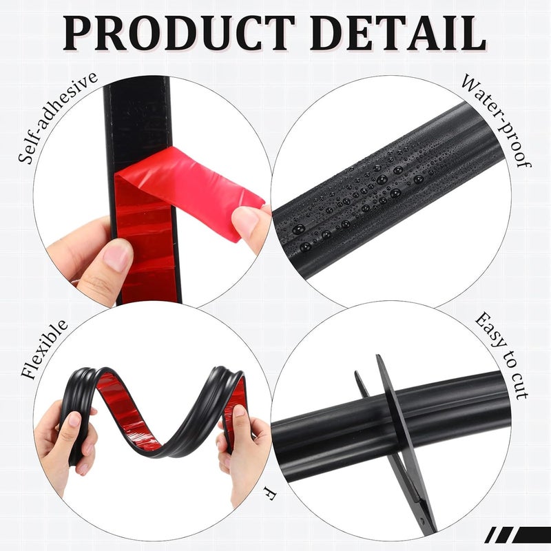Innconee 32.8ft x 1.6 Inch Flexible Peel and Stick Molding Trim for Wall, Baseboard, Backsplash, Tile Edge, Chair Rail, Mirror-self Adhesive Moulding Trim for Bathroom Wall Door Floor Window, Black - Image 3